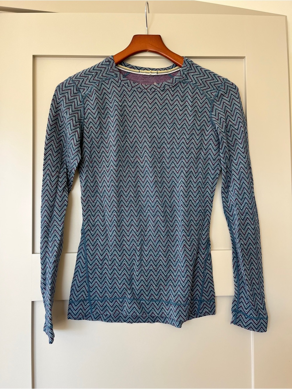 Smartwool Long Sleeve Base Layer in Purple and Teal